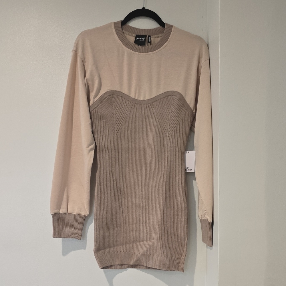 Herve Women's Beige Sweatshirt/ Sweater Dress